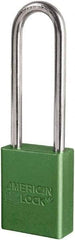 American Lock - Keyed Different Conductive Lockout Padlock - 3" Shackle Clearance, 1/4" Shackle Diam, 1.8" Body Height x 3/4" Body Width, Green, 6 Pins - Americas Industrial Supply