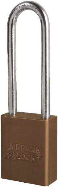 American Lock - Keyed Different Conductive Lockout Padlock - 3" Shackle Clearance, 1/4" Shackle Diam, 1.8" Body Height x 3/4" Body Width, Brown, 6 Pins - Americas Industrial Supply