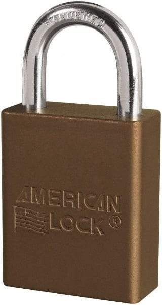 American Lock - Keyed Different Conductive Lockout Padlock - 1" Shackle Clearance, 1/4" Shackle Diam, 1.8" Body Height x 3/4" Body Width, Brown, 6 Pins - Americas Industrial Supply
