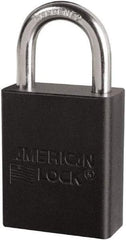 American Lock - Keyed Different Conductive Lockout Padlock - 1" Shackle Clearance, 1/4" Shackle Diam, 1.8" Body Height x 3/4" Body Width, Black, 6 Pins - Americas Industrial Supply
