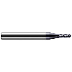 Harvey Tool - Ball End Mills; Mill Diameter (Decimal Inch): 0.1050 ; Number of Flutes: 4 ; Length of Cut (mm): 8.0000 ; Length of Cut (Decimal Inch): 0.3150 ; Material: Solid Carbide ; Overall Length (Inch): 1-1/2 - Exact Industrial Supply