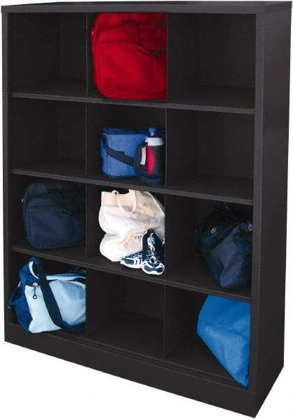 Sandusky Lee - 4 Shelf, Closed Shelving Cubby Cabinet - 46 Inch Wide x 18 Inch Deep x 66 Inch High, Black - Americas Industrial Supply