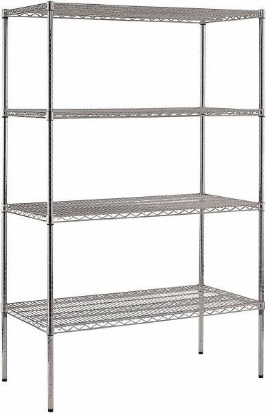 Sandusky Lee - 4 Shelf Wire Shelving Unit - 48" Wide x 24" Deep x 74" High, - Americas Industrial Supply