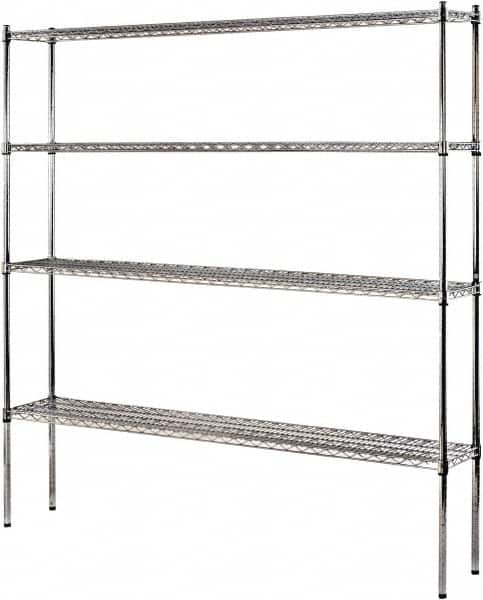 Sandusky Lee - 4 Shelf Wire Shelving Unit - 72" Wide x 12" Deep x 74" High, - Americas Industrial Supply