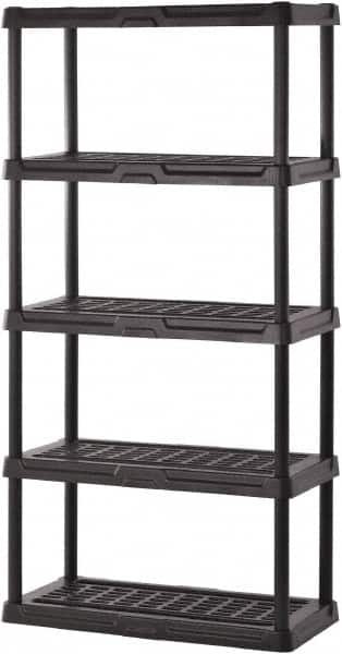 Sandusky Lee - 72" High x 36" Wide x 18" Deep, 5 Shelf Polyurethane Utility Plastic Shelving - Black, 150 Lb Capacity - Americas Industrial Supply