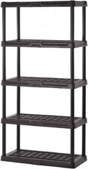 Sandusky Lee - 72" High x 36" Wide x 18" Deep, 5 Shelf Polyurethane Utility Plastic Shelving - Black, 150 Lb Capacity - Americas Industrial Supply