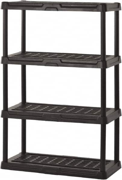 Sandusky Lee - 56" High x 36" Wide x 18" Deep, 4 Shelf Polyurethane Utility Plastic Shelving - Black, 150 Lb Capacity - Americas Industrial Supply