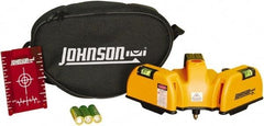 Johnson Level & Tool - 2 Beam 65' (Interior) Max Range Line Laser Level - Red Beam, 1/16" at 20' Accuracy, 6-1/2" Long x 4" Wide x 6-1/2" High, Battery Included - Americas Industrial Supply