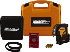 Johnson Level & Tool - 3 Beam 100' (Interior) Max Range Self Leveling Dot Laser Level - Red Beam, 1/8" at 50' Accuracy, 4-3/4" Long x 3" Wide x 4-3/4" High, Battery Included - Americas Industrial Supply