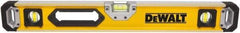 DeWALT - Magnetic 24" Long 3 Vial Box Beam Level - Aluminum, Yellow - Americas Industrial Supply