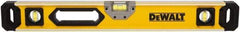 DeWALT - Magnetic 24" Long 3 Vial Box Beam Level - Aluminum, Yellow - Americas Industrial Supply