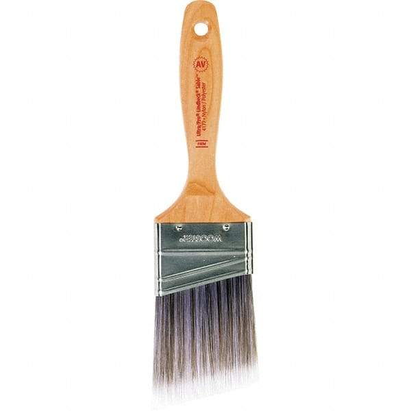 Wooster Brush - 2-1/2" Angled Nylon/Polyester Varnish Brush - 2-15/16" Bristle Length, 6-1/2" Maple Beavertail Handle - Americas Industrial Supply