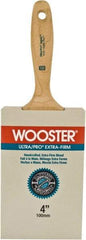 Wooster Brush - 4" Flat Synthetic Wall Brush - 3-15/16" Bristle Length, 6-1/4" Maple Beavertail Handle - Americas Industrial Supply