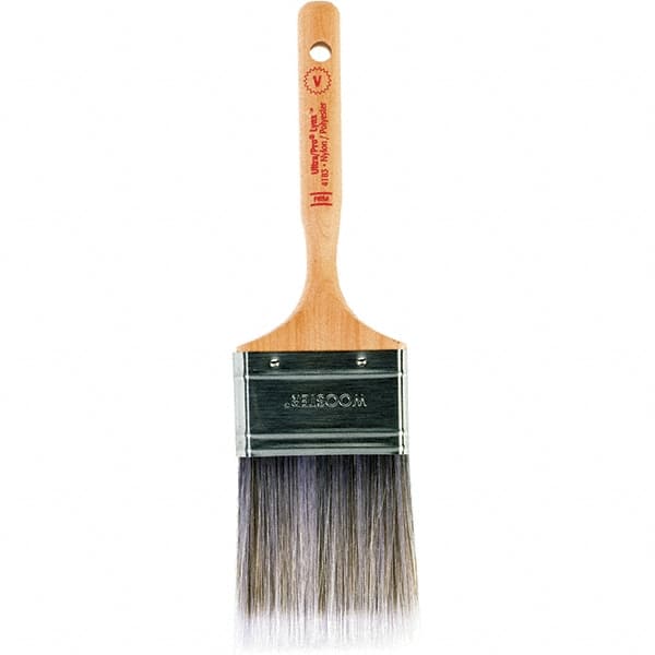 Wooster Brush - 2-1/2" Flat Nylon/Polyester Varnish Brush - 2-15/16" Bristle Length, 6-1/4" Maple Dowel Handle - Americas Industrial Supply