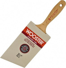 Wooster Brush - 3-1/2" Angled Nylon/Polyester Wall Brush - 3-7/16" Bristle Length, 5-3/4" Maple Beavertail Handle - Americas Industrial Supply