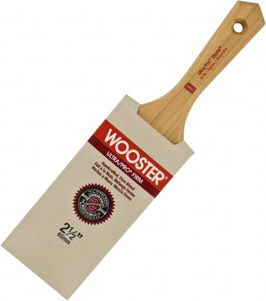 Wooster Brush - 3-1/2" Flat Nylon/Polyester Varnish Brush - 3-11/16" Bristle Length, 5-1/2" Maple Beavertail Handle - Americas Industrial Supply