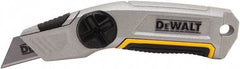 DeWALT - Fixed Utility Knife - 2-1/2" Bi-Metal Blade, Yellow & Silver Metal Handle, 1 Blade Included - Americas Industrial Supply