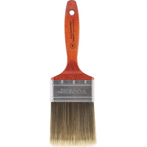 Wooster Brush - 3" Flat Nylon/Polyester Varnish Brush - 3-3/16" Bristle Length, 5-1/2" Wood Beavertail Handle - Americas Industrial Supply