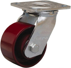 Hamilton - 4" Diam x 2" Wide x 5-5/8" OAH Top Plate Mount Swivel Caster - Cast Iron, 1,000 Lb Capacity, Precision Ball Bearing, 4 x 4-1/2" Plate - Americas Industrial Supply