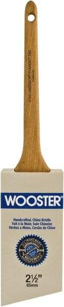 Wooster Brush - 2-1/2" Angled Hog Sash Brush - 2-7/16" Bristle Length, 8" Maple Rattail Handle - Americas Industrial Supply