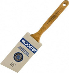 Wooster Brush - 2-1/2" Angled Hog Sash Brush - 2-11/16" Bristle Length, 7-7/8" Maple Fluted Handle - Americas Industrial Supply