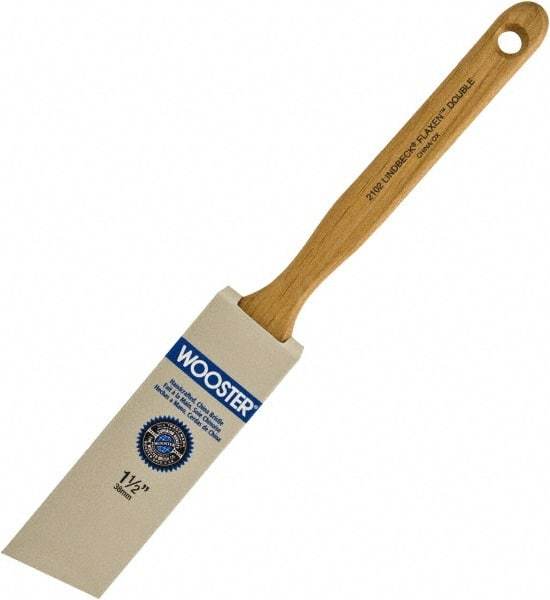 Wooster Brush - 1-1/2" Angled Hog Sash Brush - 2-7/16" Bristle Length, 7-7/8" Maple Fluted Handle - Americas Industrial Supply