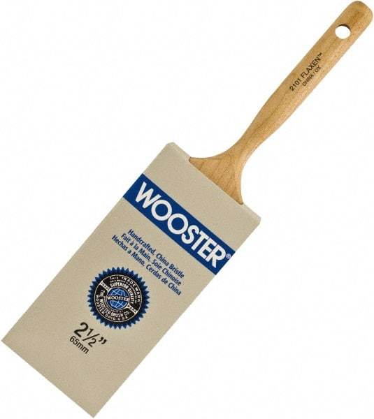 Wooster Brush - 2-1/2" Flat Hog Varnish Brush - 2-11/16" Bristle Length, 6-1/4" Maple Dowel Handle - Americas Industrial Supply