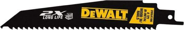 DeWALT - 6" Long x 1" Thick, High Speed Steel Reciprocating Saw Blade - Tapered Profile, 6 TPI, Toothed Edge, Universal Shank - Americas Industrial Supply