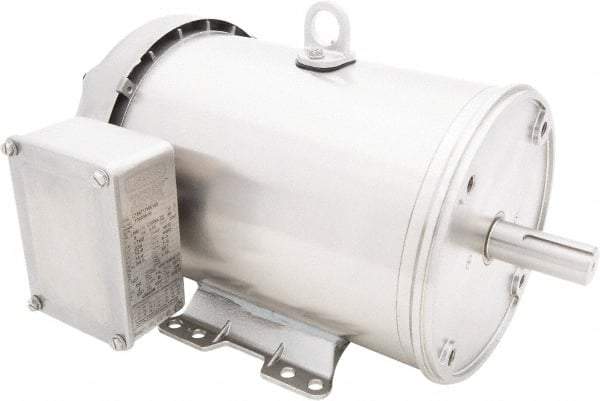 Leeson - 5 Max hp, 1,800 Max RPM, Premium Efficient Electric AC DC Motor - 230/460 V Input, Three Phase, 184TC Frame, C-Face with Base Mount, TEFC Enclosure - Americas Industrial Supply