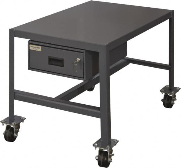 Durham - Machine Work Table with Drawer - Steel, Gray, 36" Long x 24" Deep x 18" High - Americas Industrial Supply