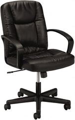 Basyx - 38-3/4" High Executive Mid Back Chair - 25" Wide x 34-1/2" Deep, Leather Seat, Black - Americas Industrial Supply