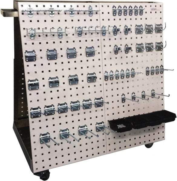 Triton - 21-1/4 Inches Wide x 39-1/4 Inches High x 36-3/4 Inches Deep A-Frame Double Sided Pegboard Tool Cart - 800 Lbs. Load Limit, Includes 56 Piece LocHook Assortment and 4 Plastic Bins - Americas Industrial Supply