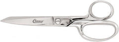 Clauss - 3" LOC, 6" OAL Chrome Plated Straight Trimmers - Steel Straight Handle, For Paper, Fabric - Americas Industrial Supply