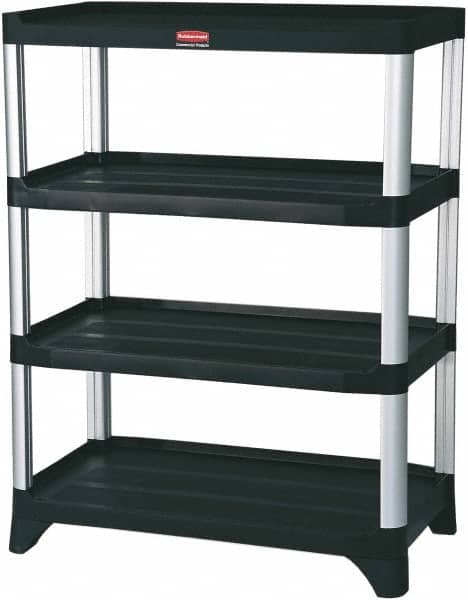 Rubbermaid - 46" High x 20" Wide x 35" Deep, 4 Shelf Structural Plastic Open Shelving - Black, 800 Lb Capacity - Americas Industrial Supply