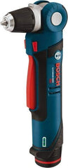 Bosch - 12 Volt 3/8" Chuck Right Angle Handle Cordless Drill - 0-1300 RPM, Reversible, 1 Lithium-Ion Battery Included - Americas Industrial Supply