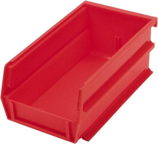 Triton - 7-3/8" Deep, Red Polypropylene Hopper Stacking Bin - 3" High x 4-1/8" Wide x 7-3/8" Long - Americas Industrial Supply