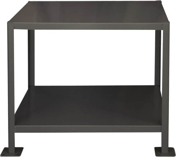Durham - 36 Wide x 24" Deep x 30" High, Steel Machine Work Table - Flat Top, Rounded Edge, Fixed Legs, Gray - Americas Industrial Supply