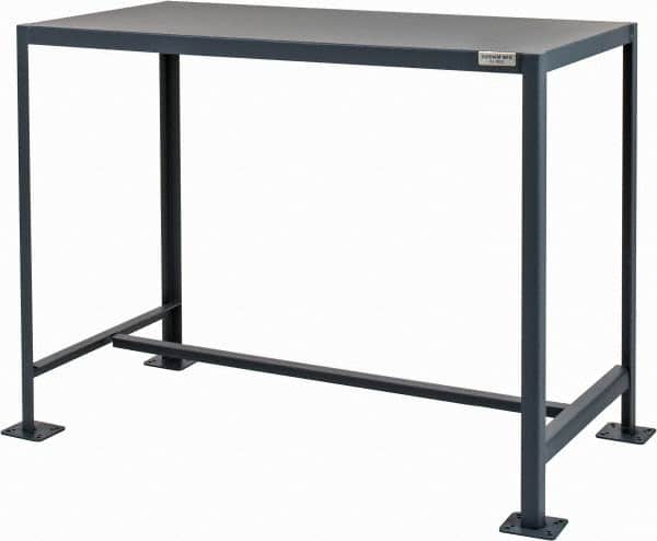 Durham - 48 Wide x 24" Deep x 36" High, Steel Machine Work Table - Flat Top, Rounded Edge, Fixed Legs, Gray - Americas Industrial Supply