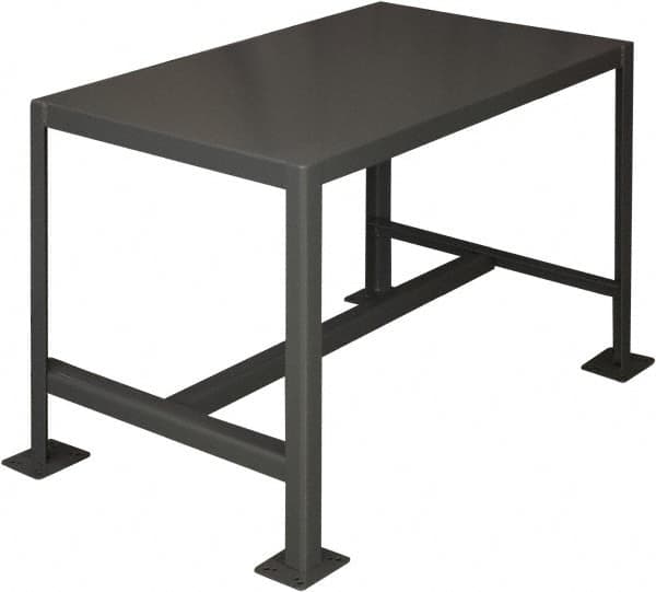 Durham - 24 Wide x 18" Deep x 18" High, Steel Machine Work Table - Flat Top, Rounded Edge, Fixed Legs, Gray - Americas Industrial Supply