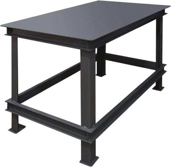 Durham - 60 Wide x 36" Deep x 30" High, Steel Machine Work Table - Flat Top, Rounded Edge, Fixed Legs, Gray - Americas Industrial Supply