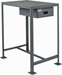 Durham - 36 Wide x 24" Deep x 42" High, Steel Machine Work Table with Drawer - Flat Top, Rounded Edge, Fixed Legs, Gray - Americas Industrial Supply