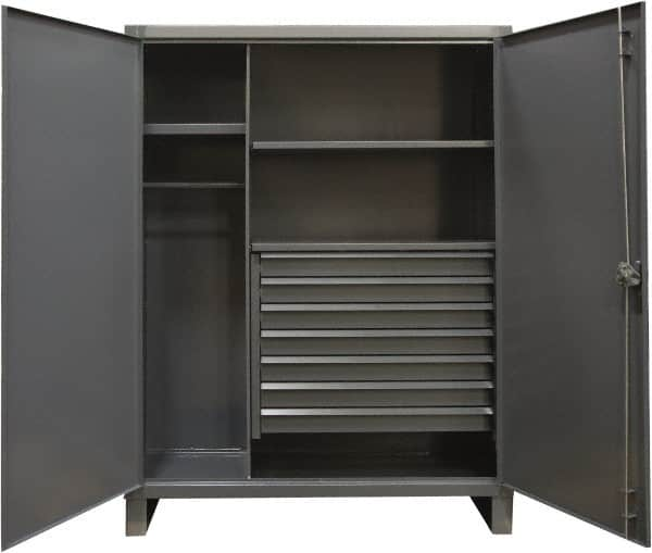 Durham - 3 Shelf Combination Storage Cabinet - Steel, 60" Wide x 24" Deep x 78" High, Gray - Americas Industrial Supply