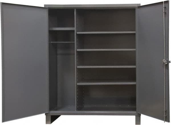 Durham - 5 Shelf Combination Storage Cabinet - Steel, 60" Wide x 24" Deep x 78" High, Gray - Americas Industrial Supply