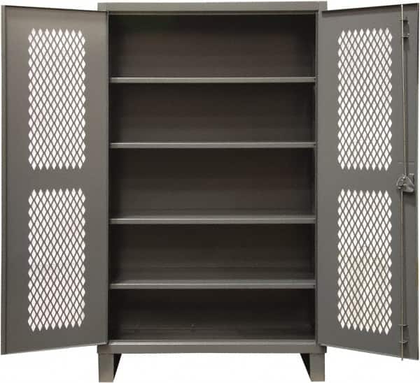 Durham - 4 Shelf Locking Storage Cabinet - Steel, 36" Wide x 24" Deep x 78" High, Gray - Americas Industrial Supply