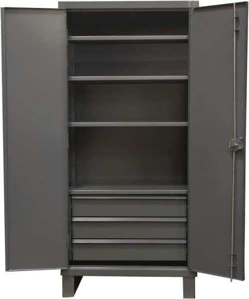 Durham - 4 Shelf Locking Storage Cabinet - Steel, 36" Wide x 24" Deep x 78" High, Gray - Americas Industrial Supply