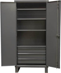 Durham - 4 Shelf Locking Storage Cabinet - Steel, 36" Wide x 24" Deep x 78" High, Gray - Americas Industrial Supply
