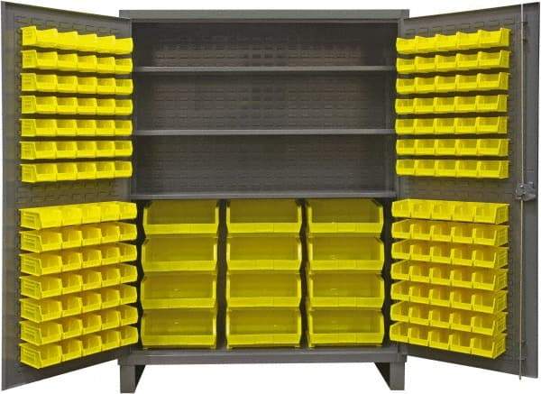 Durham - 3 Shelf 156 Bin Storage Cabinet - Steel, 60" Wide x 24" Deep x 78" High, Gray - Americas Industrial Supply