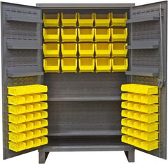 Durham - 2 Shelf 84 Bin Storage Cabinet - Steel, 48" Wide x 24" Deep x 78" High, Gray - Americas Industrial Supply