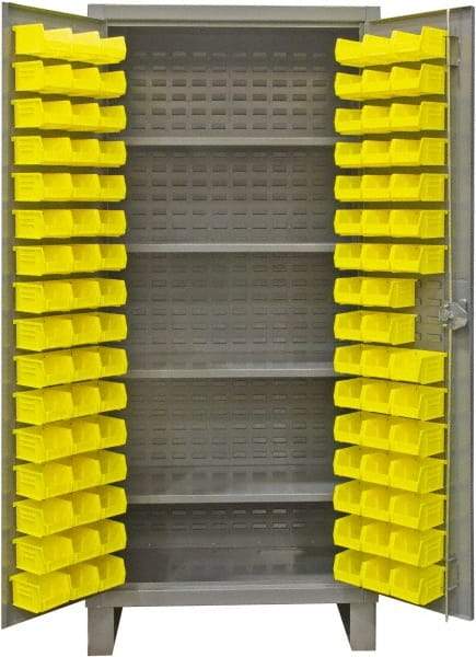 Durham - 4 Shelf 120 Bin Storage Cabinet - Steel, 48" Wide x 24" Deep x 78" High, Gray - Americas Industrial Supply