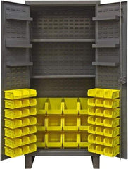 Durham - 2 Shelf 60 Bin Storage Cabinet - Steel, 36" Wide x 24" Deep x 78" High, Gray - Americas Industrial Supply